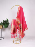 Pink Color Zari Weaving Work Jacquard Paithani Dupatta