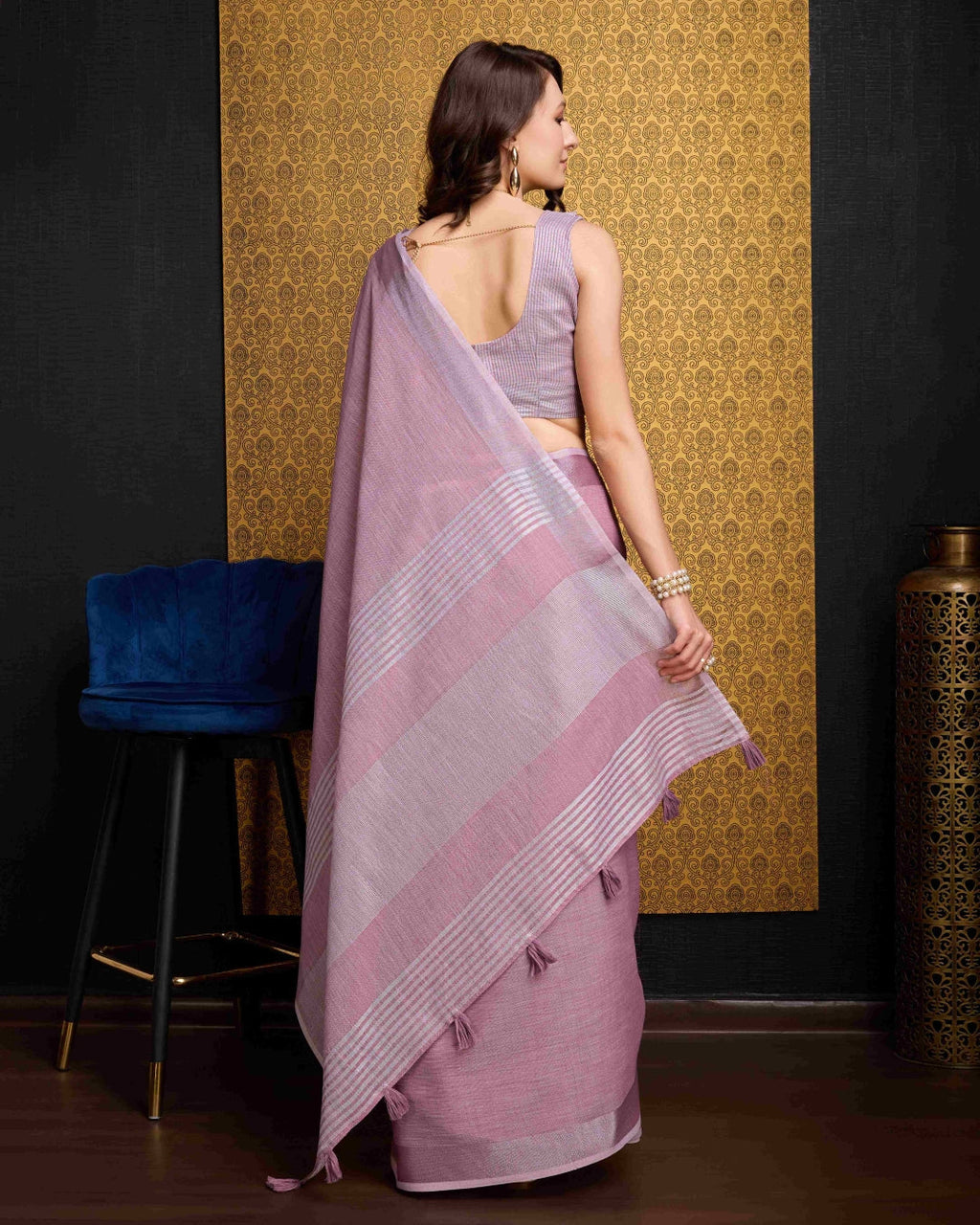 Pink Elegant Solid Saree with Zari Border – Timeless Grace