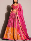 Pink Exquisite Bandhani Look Lehenga Set