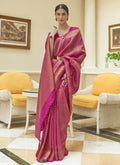Pink Kanjivaram Silk Saree with Sequins Zari
