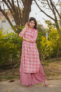 Pink Printed Rayon Kurti