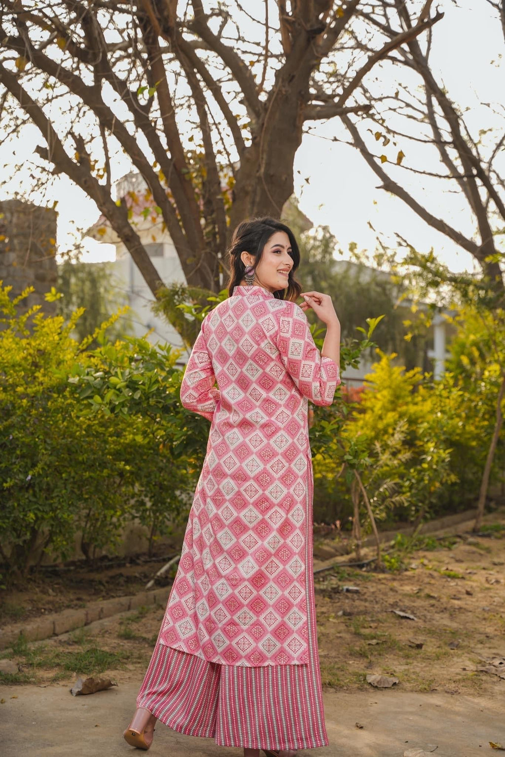 Pink Printed Rayon Kurti