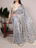Printed Tasar Silk Saree with Matching Unstitched Blouse