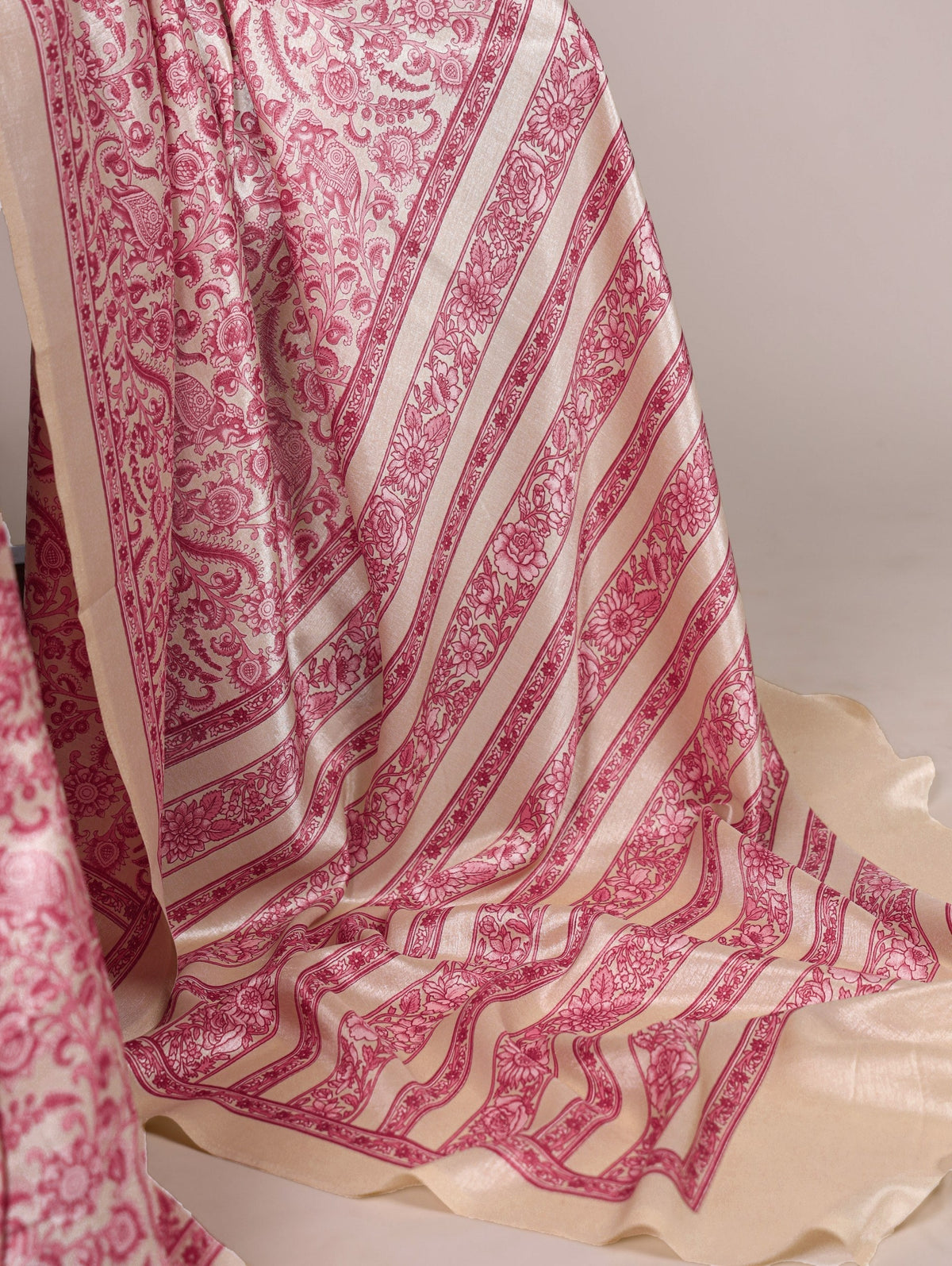 Printed Tasar Silk Saree with Matching Unstitched Blouse