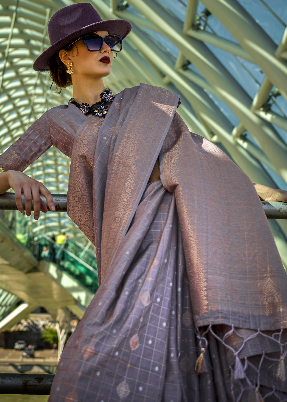 Purple Elegant Banarasi Blended Silk Saree – Handwoven Heritage for Special Occasions