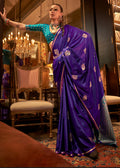 Purple Elegant Satin Silk Saree – Evening Cocktail & Dinner Party Wear