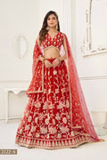 Red Butterfly Net Lehenga with White Cotton Thread Work and Sequence Embroidery