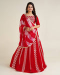 Red Exquisite Faux Georgette Lehenga Set