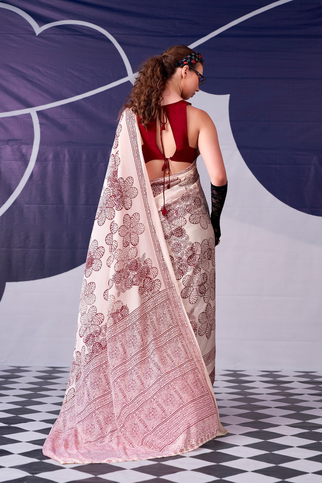 Satin Silk Floral Printed Saree