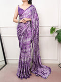 Satin Silk Saree with Mirror Lace Border