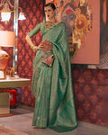 Sea Green Graceful Kanjivaram Silk Blend Saree – Woven Design