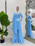 Sky Blue Elegant Mirror Work Georgette Suit Set