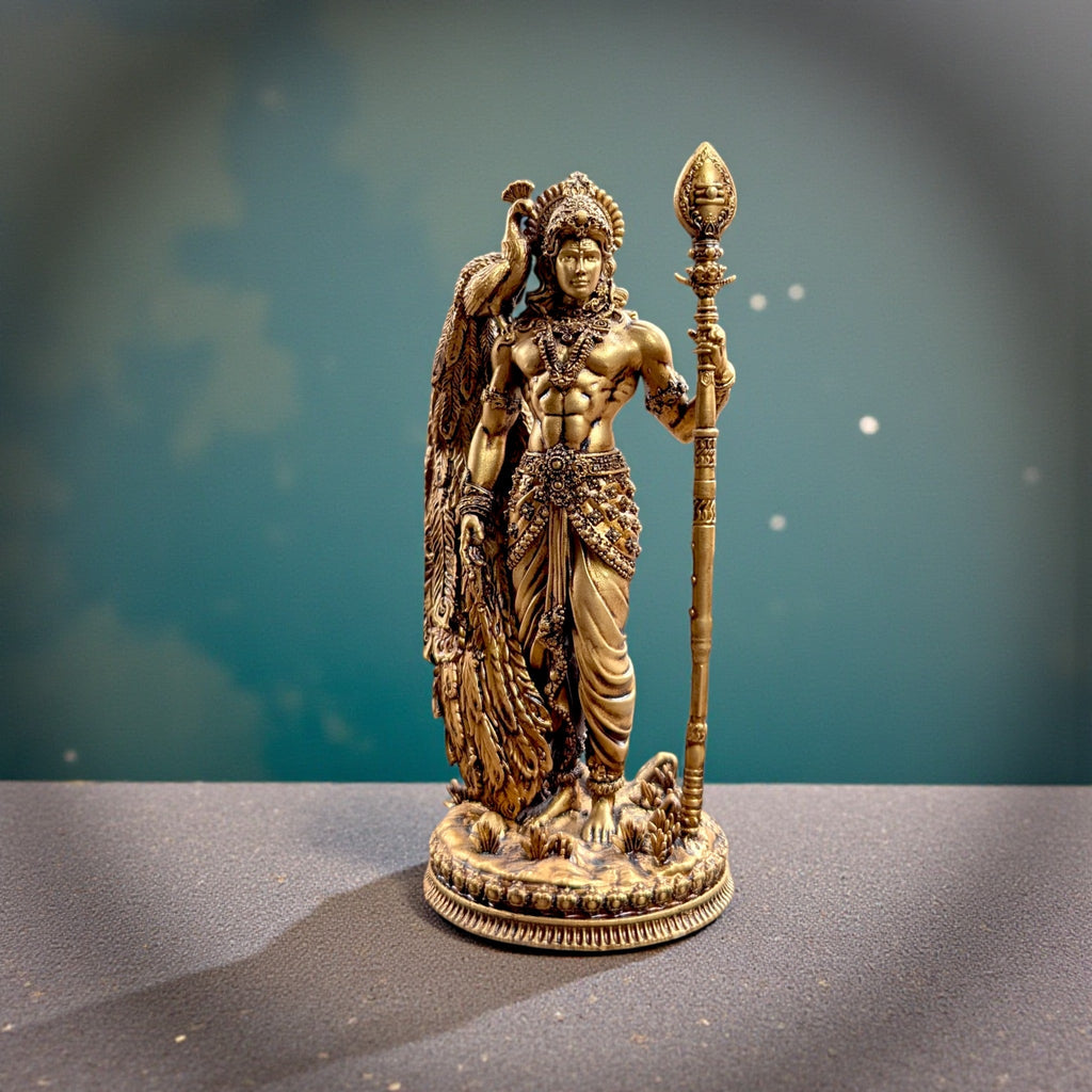 Kartikeya Murugan Statue – Premium Home & Office Decor Idol with Peacock and Vel - Fabzie - Home Decor Elegance