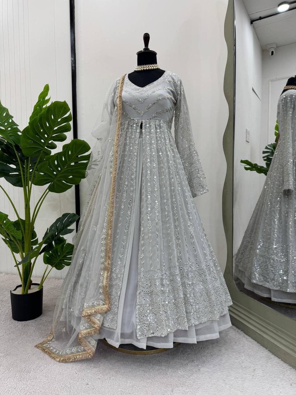White Elegant Thread & Sequin Work Lehenga Choli Set
