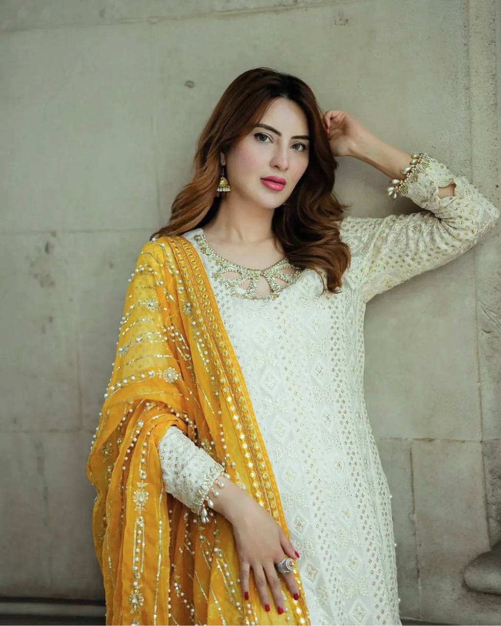 White Premium Designer Ready-to-Wear Top, Bottom, and Dupatta Set