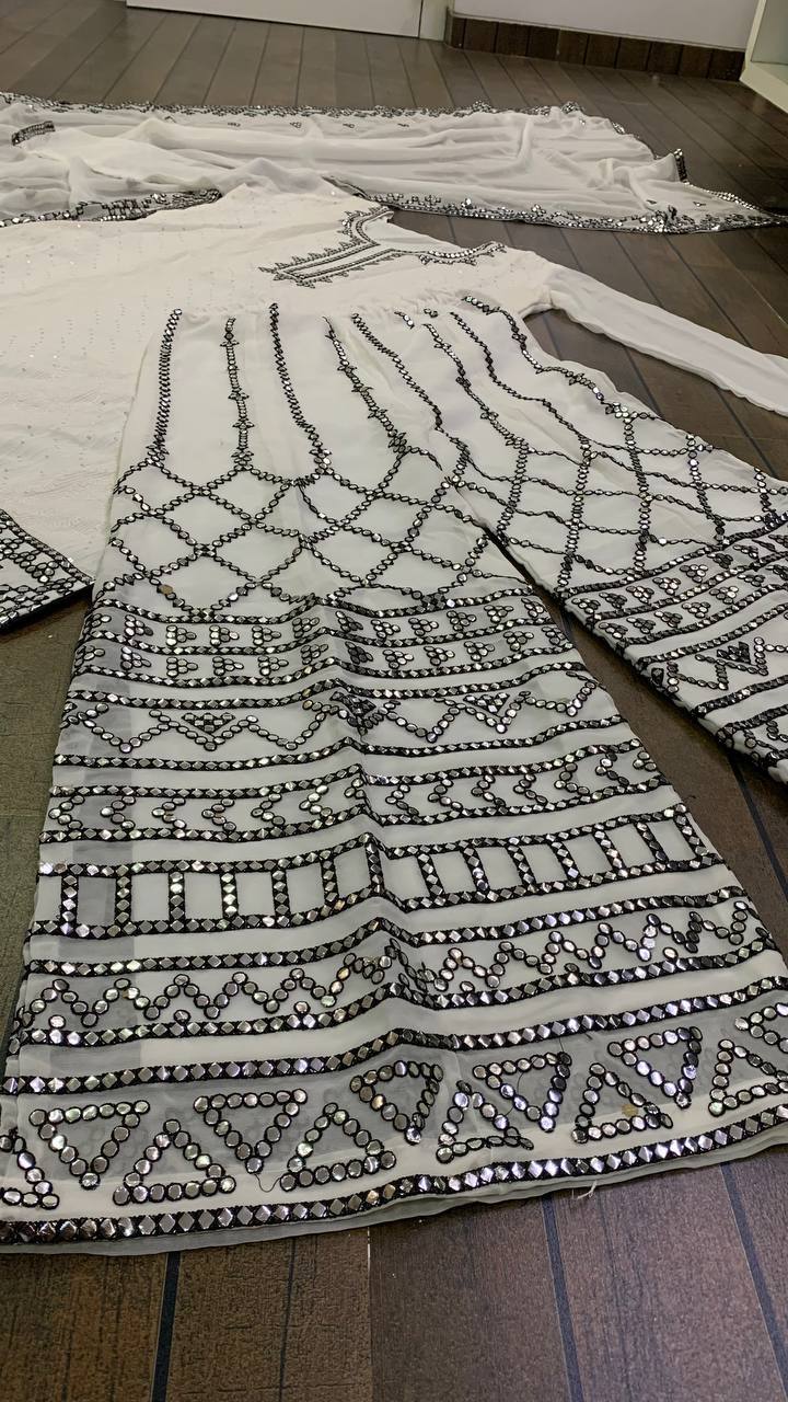 White Pristine White Elegance Georgette Set