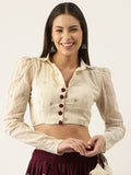 Off White Color Ready Made Cotton Blouse