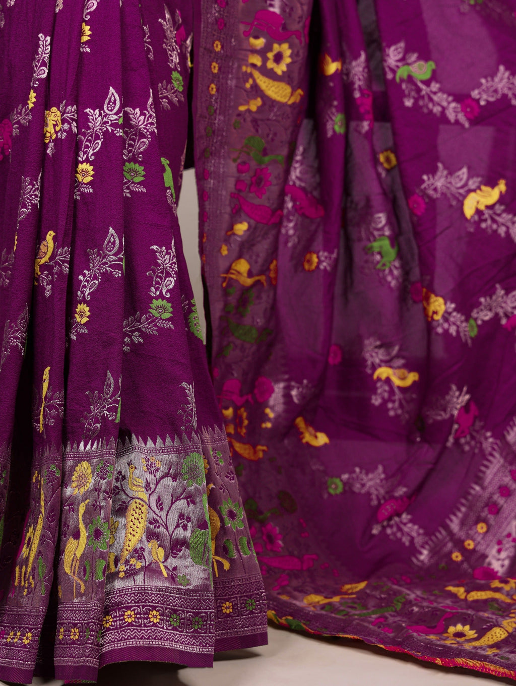 Wine Nylon Weaving Work Saree