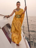 Yellow Graceful Silk Blend Kanjivaram Saree with Tassel Detailing
