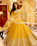 Yellow Heart-Stealing Georgette Lehenga Set