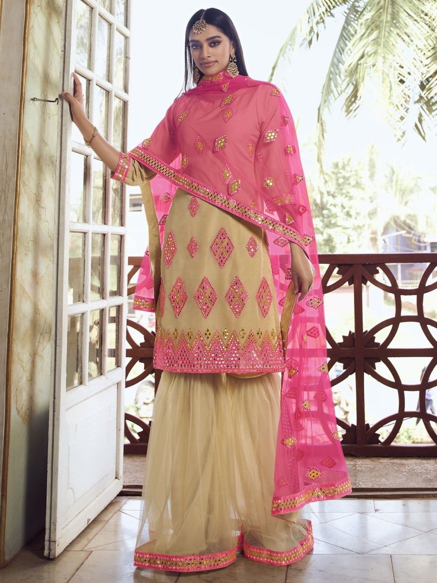 Yellow Organza Partywear Sharara Suit
