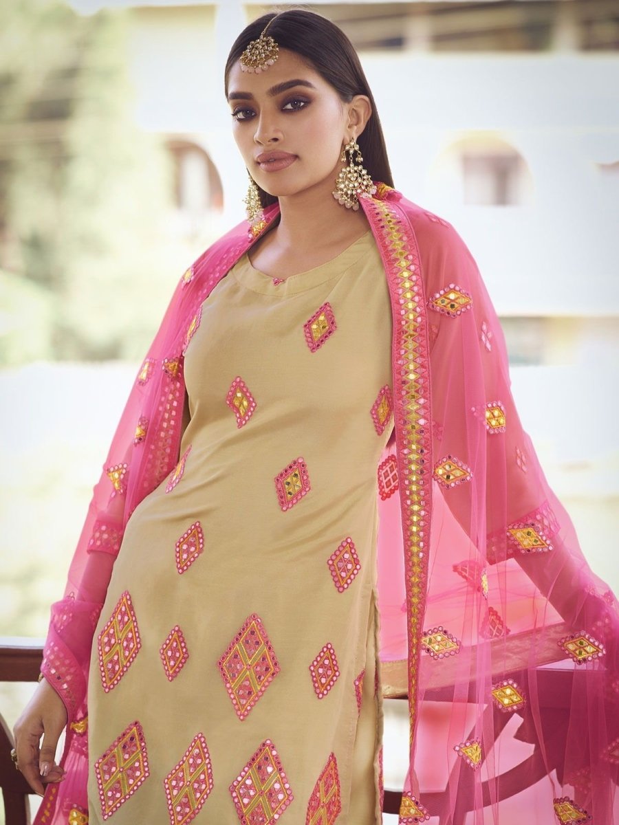 Yellow Organza Partywear Sharara Suit