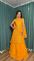 Yellow Radiant Georgette Lehenga Set & Paper Mirror Work