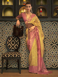 Yellow Traditional Woven Kanjivaram Silk Blend Saree – Elegant & Versatile for All Occasions